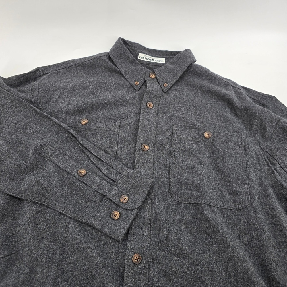 Duluth Trading Free Swingin Flannel Mens Relaxed Fit Button Down Grey Large NWOT